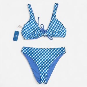 NWT Cupshe Blue Gingham Bikini Set